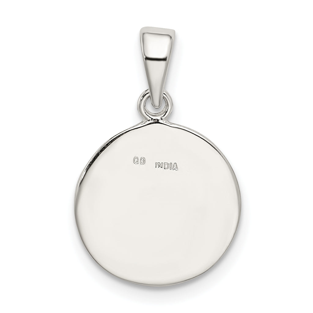 Sterling Silver 925 Polished Enamel Glitter Letter M Pendant