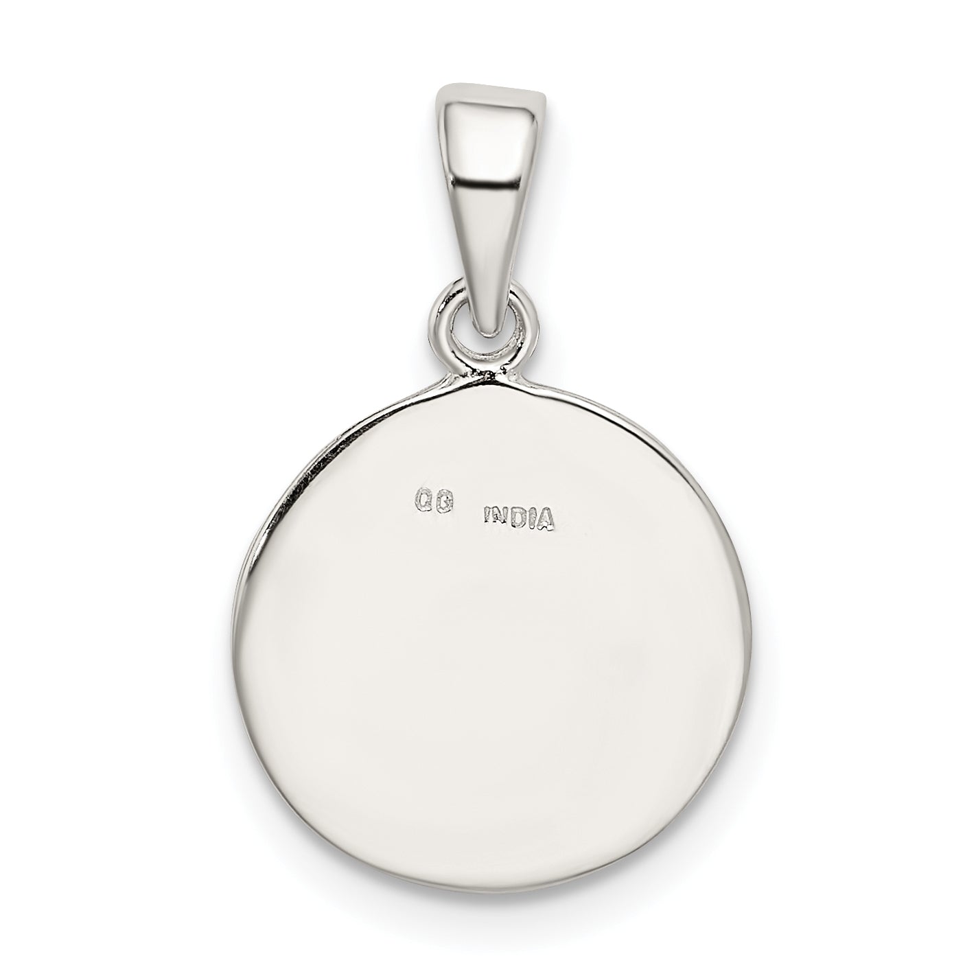 Sterling Silver 925 Polished Enamel Glitter Letter M Pendant