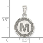 Sterling Silver 925 Polished Enamel Glitter Letter M Pendant