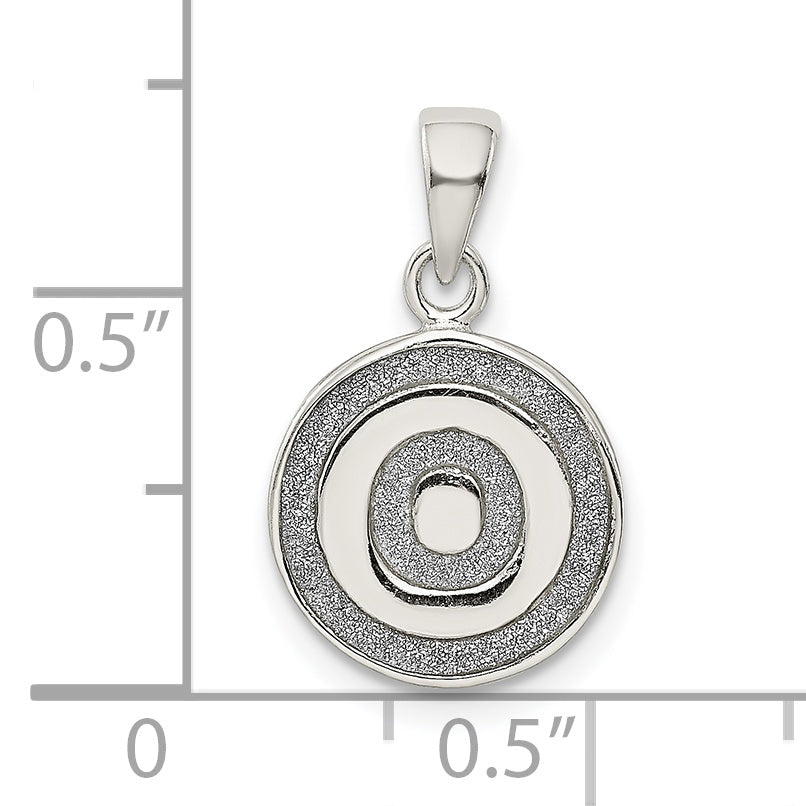 Sterling Silver 925 Polished Letter O Pendant with Glitter Enamel