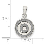 Sterling Silver 925 Polished Letter O Pendant with Glitter Enamel