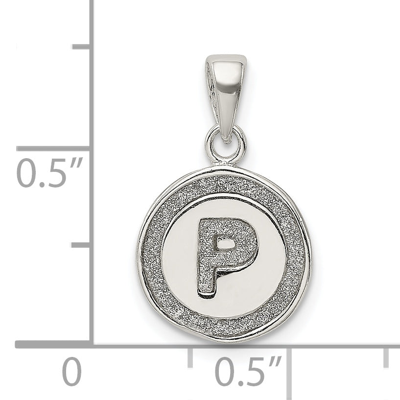 Sophia Jewelers Sterling Silver 925 Polished Glitter Enamel Letter P Pendant