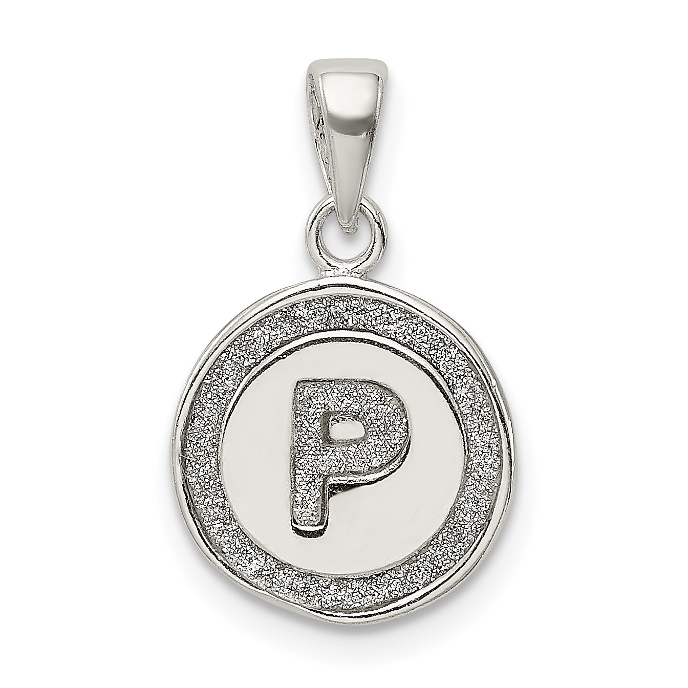 Sterling Silver Glitter Enamel Letter P Initial Circle Pendant Main image
