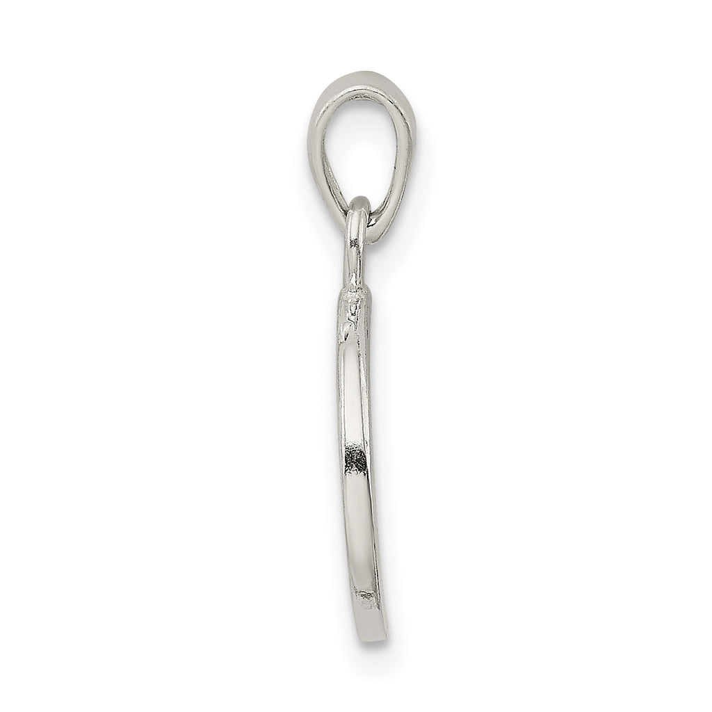 Sterling Silver R Pendant with Glitter Enamel and Polished Finish