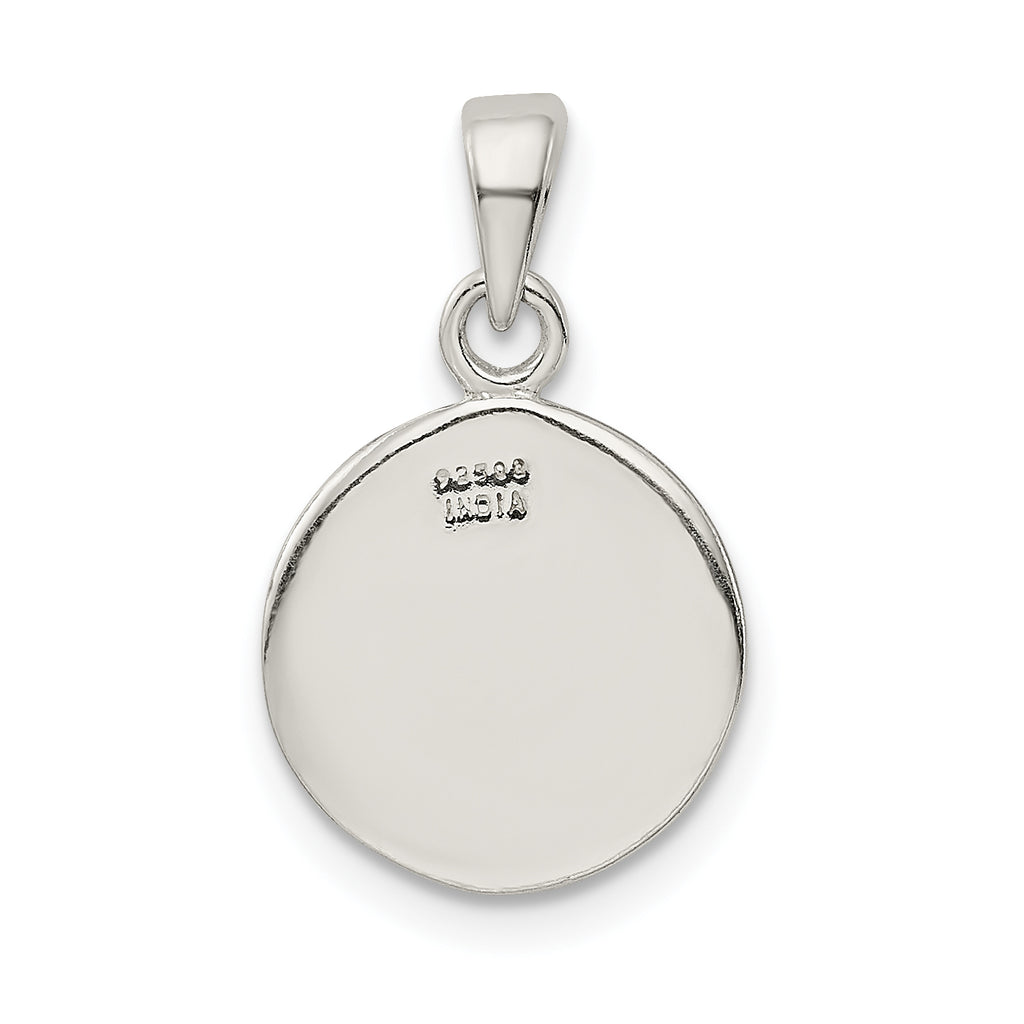 Sterling Silver R Pendant with Glitter Enamel and Polished Finish