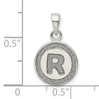 Sterling Silver R Pendant with Glitter Enamel and Polished Finish