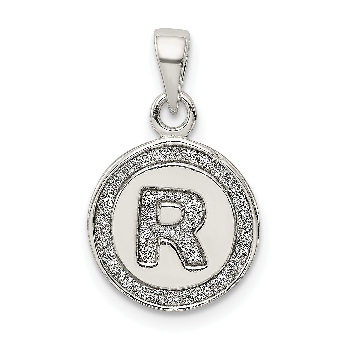 Sterling Silver Glitter Enamel Letter R Initial Circle Pendant Main image