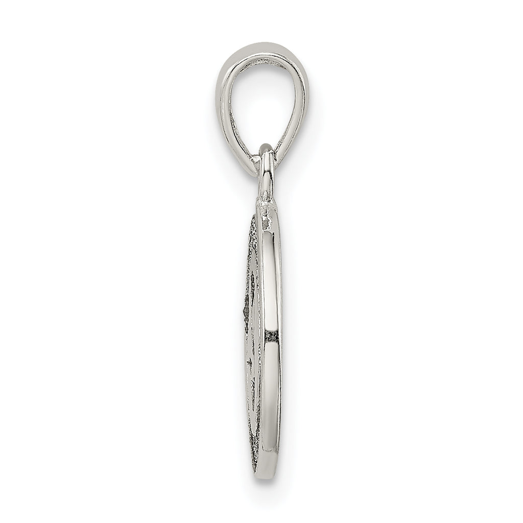 Sterling Silver Glitter Enamel Letter S Pendant with Polished Finish