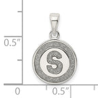 Sterling Silver Glitter Enamel Letter S Pendant with Polished Finish