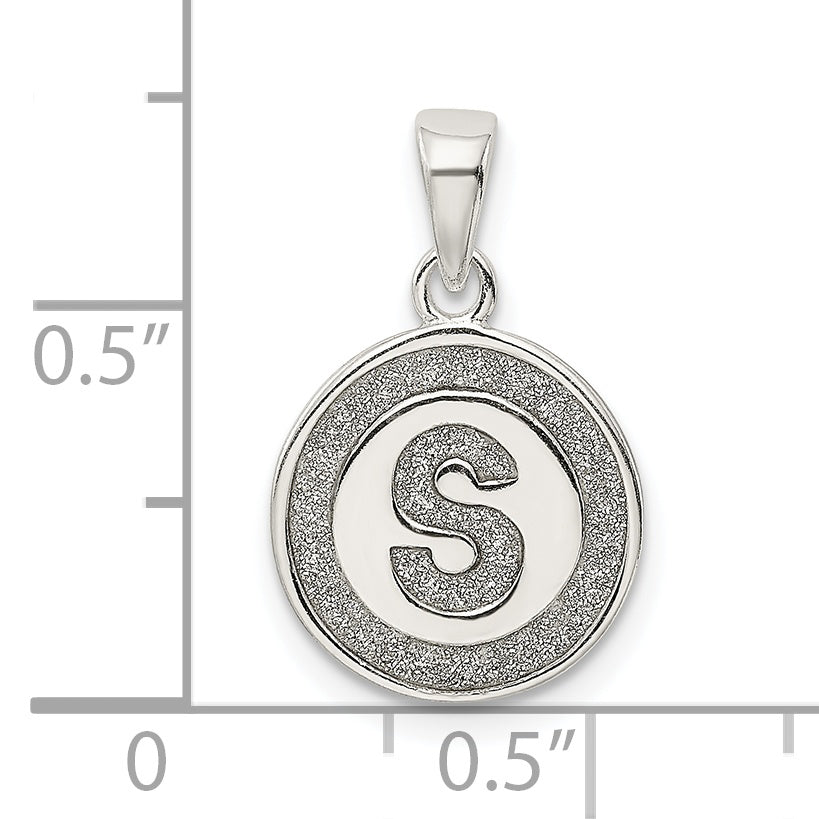 Sterling Silver Glitter Enamel Letter S Pendant with Polished Finish