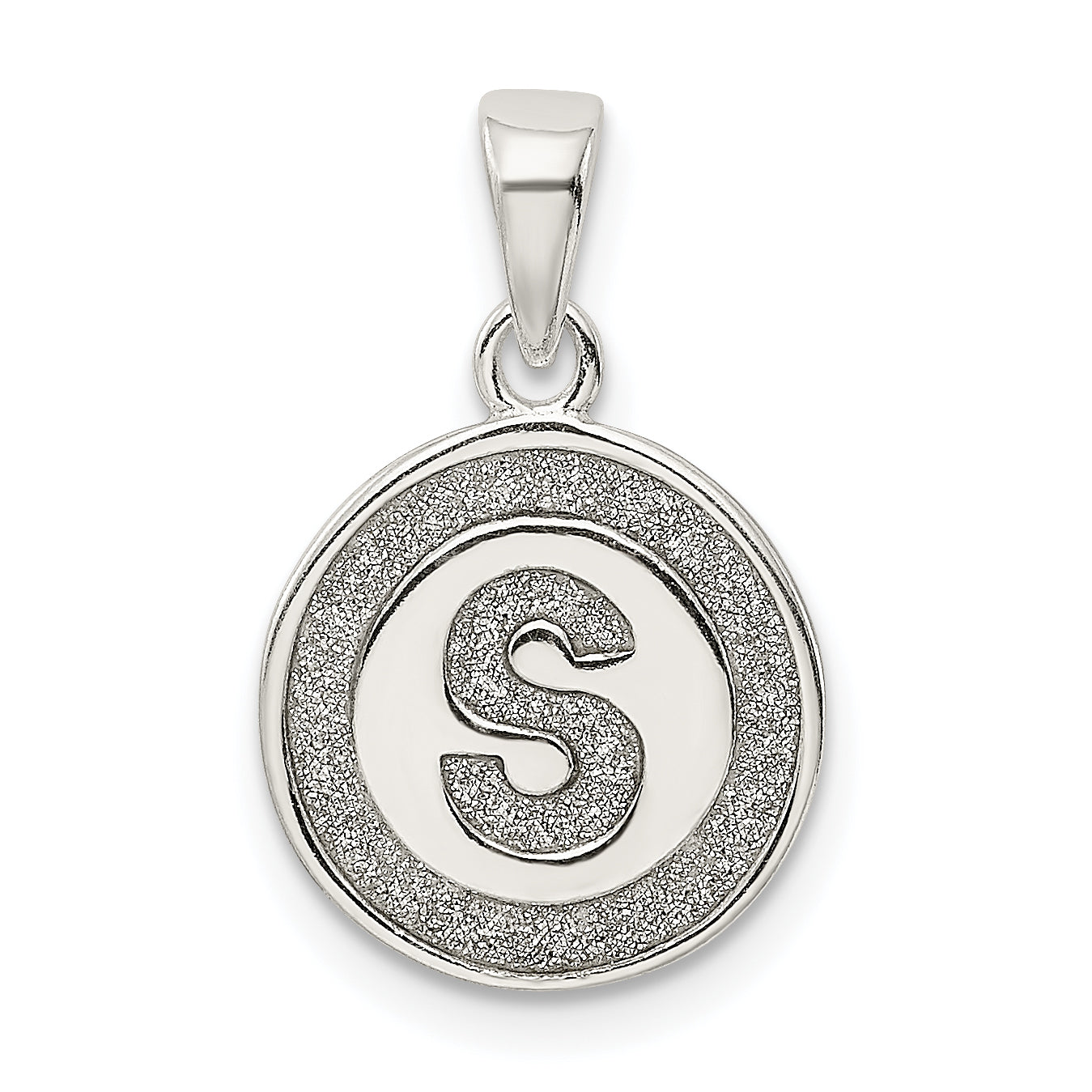 Sterling Silver Glitter Enamel Letter S Initial Circle Pendant Main image