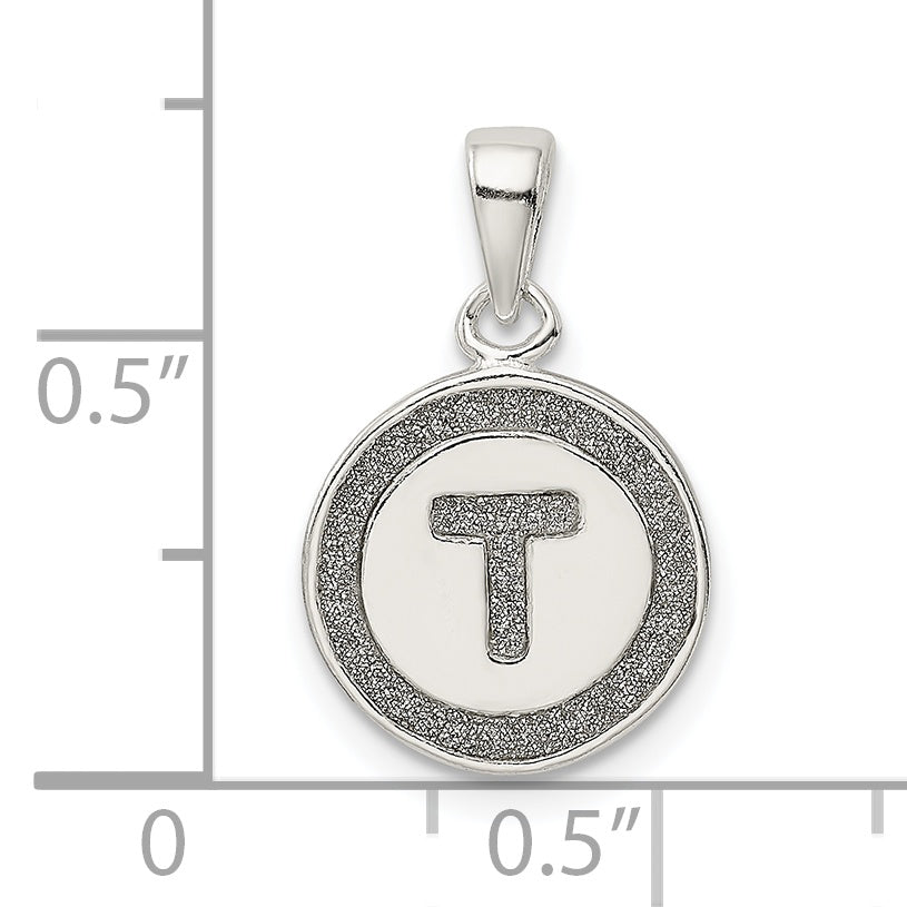 Sophia Jewelers Sterling Silver T Pendant with Glitter Enamel Finish