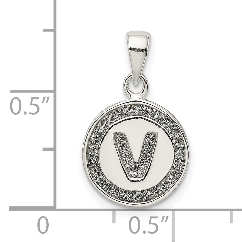 Sophia Jewelers Sterling Silver Enamel Glitter V Pendant Polished Finish