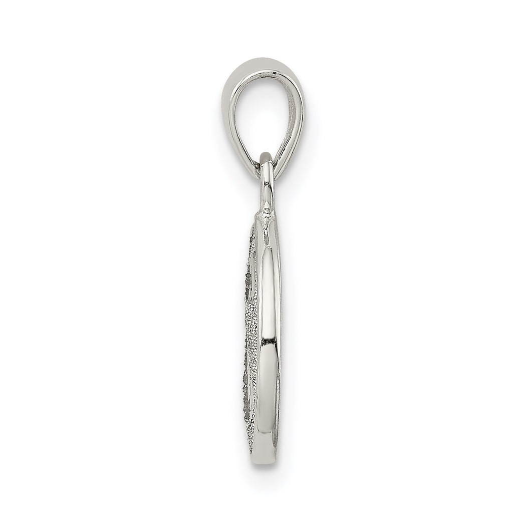 Sophia Jewelers Sterling Silver Letter W Glitter Pendant with Polished Enamel Finish