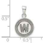 Sophia Jewelers Sterling Silver Letter W Glitter Pendant with Polished Enamel Finish