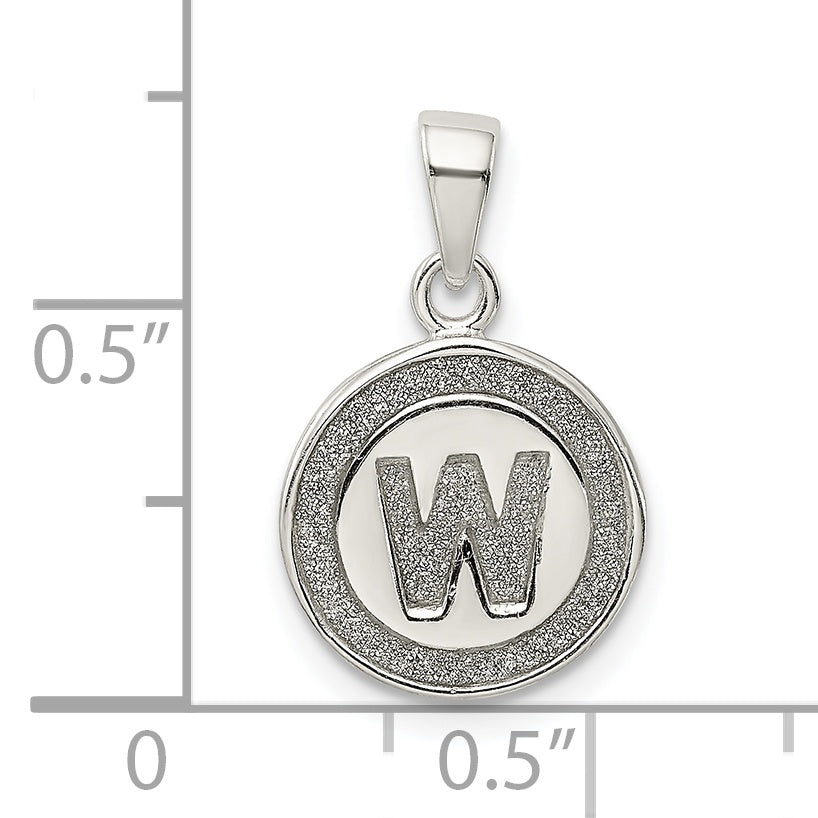 Sophia Jewelers Sterling Silver Letter W Glitter Pendant with Polished Enamel Finish