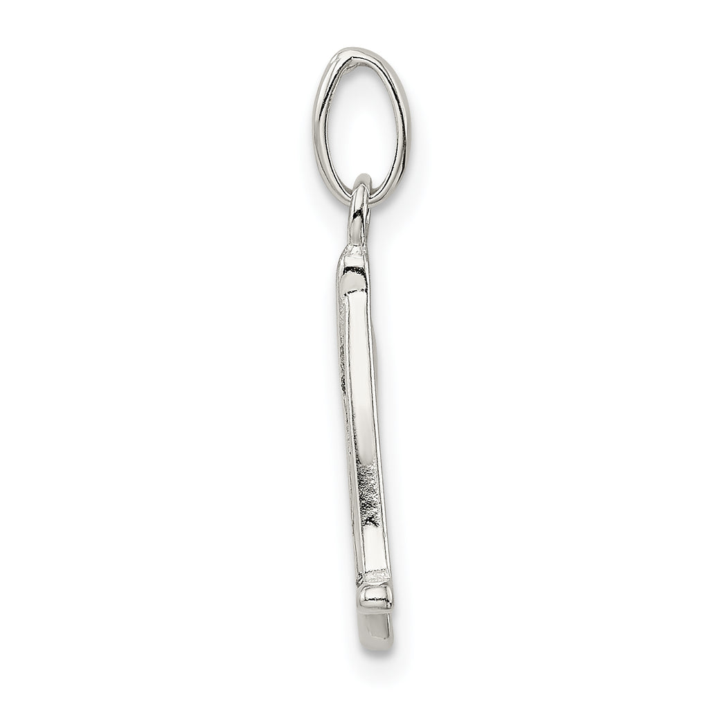 Sterling Silver Glitter Enamel Initial A Pendant with Polished Finish