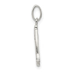 Sterling Silver Glitter Enamel Initial A Pendant with Polished Finish
