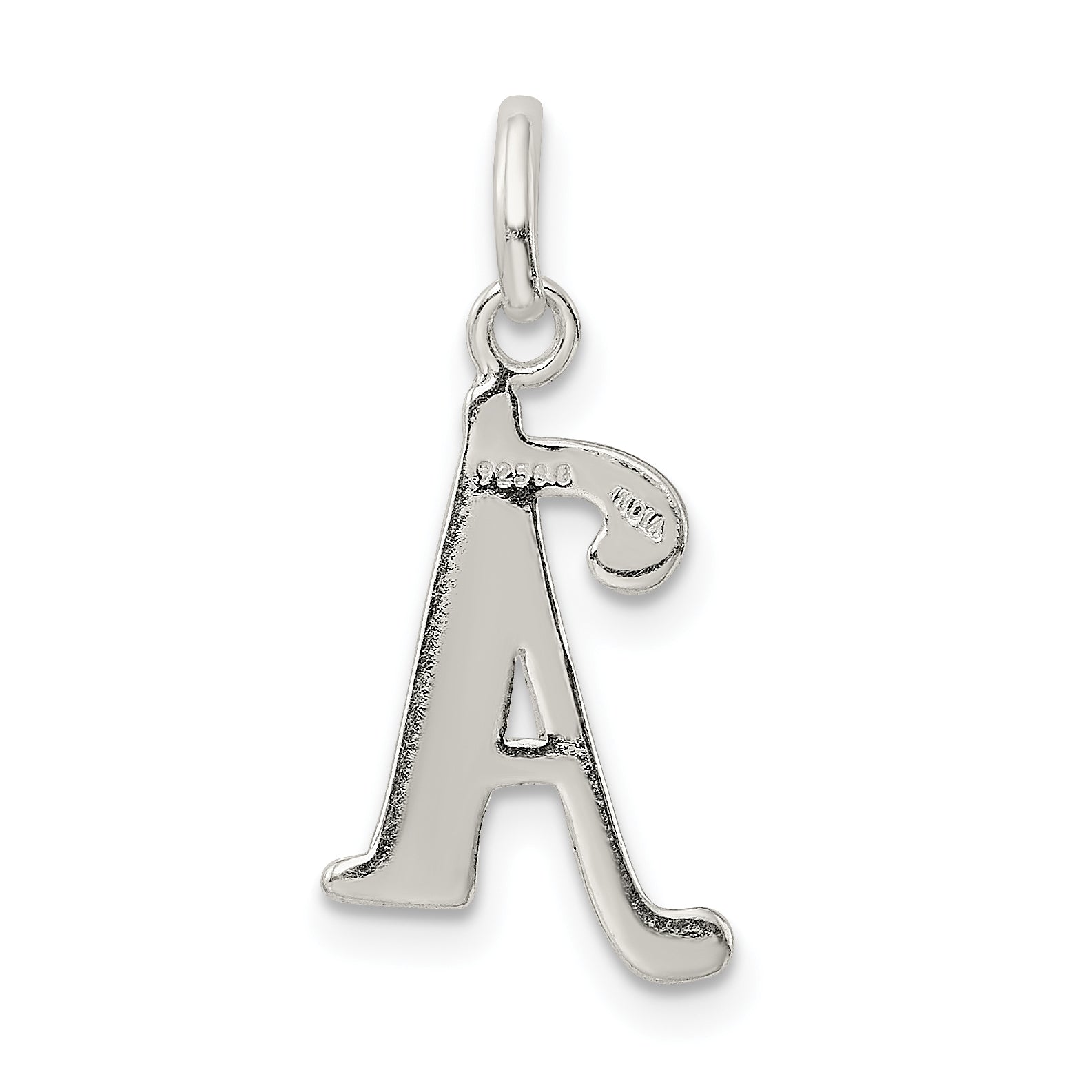Sterling Silver Glitter Enamel Initial A Pendant with Polished Finish