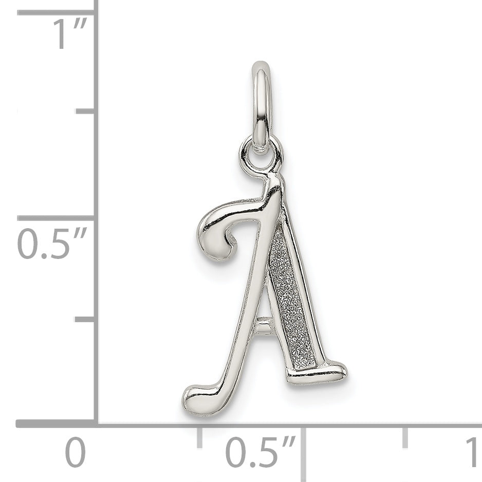 Sterling Silver Glitter Enamel Initial A Pendant with Polished Finish