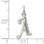 Sterling Silver Glitter Enamel Initial A Pendant with Polished Finish