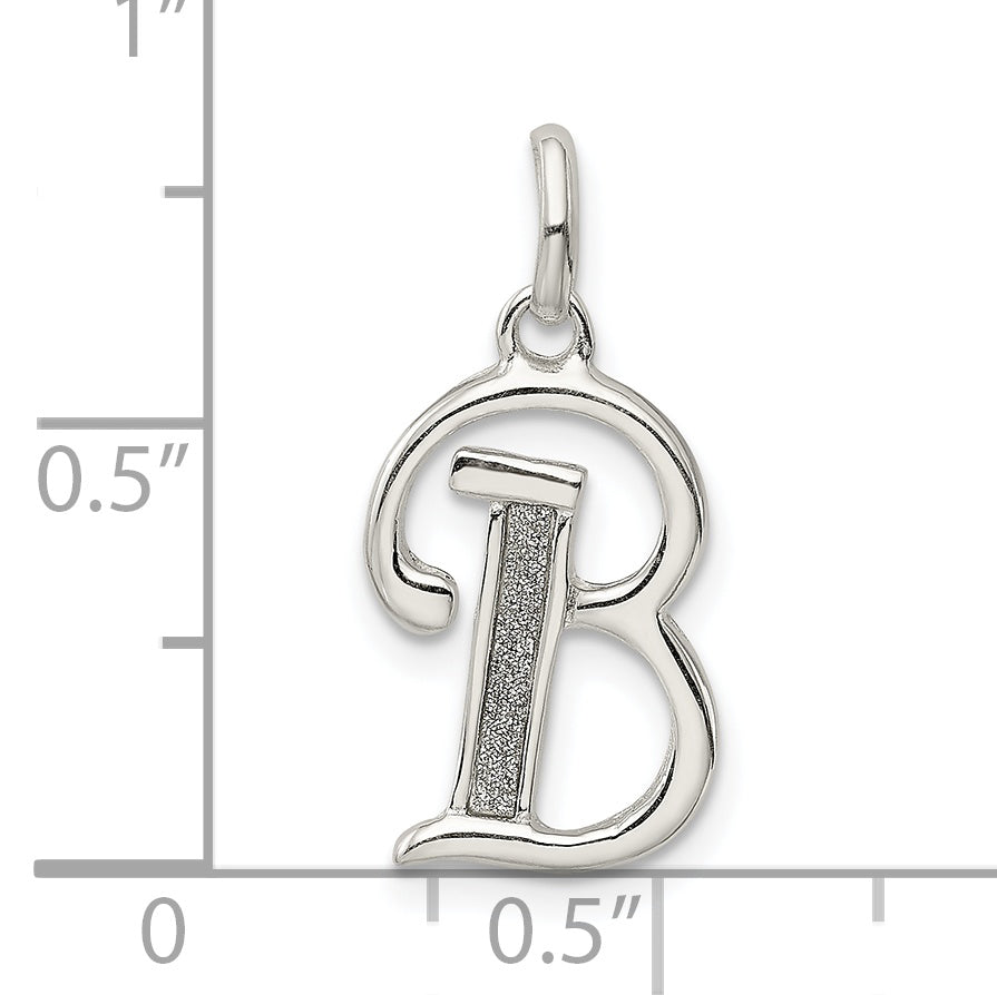 Sophia Jewelers Sterling Silver Letter B Pendant with Glitter Enamel