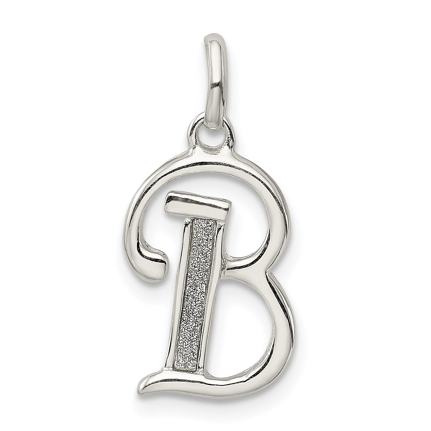 Sterling Silver Polished Glitter Enamel Letter B Initial Charm Main image
