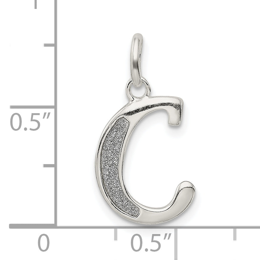 Sophia Jewelers Sterling Silver Glitter Enamel Letter C Pendant
