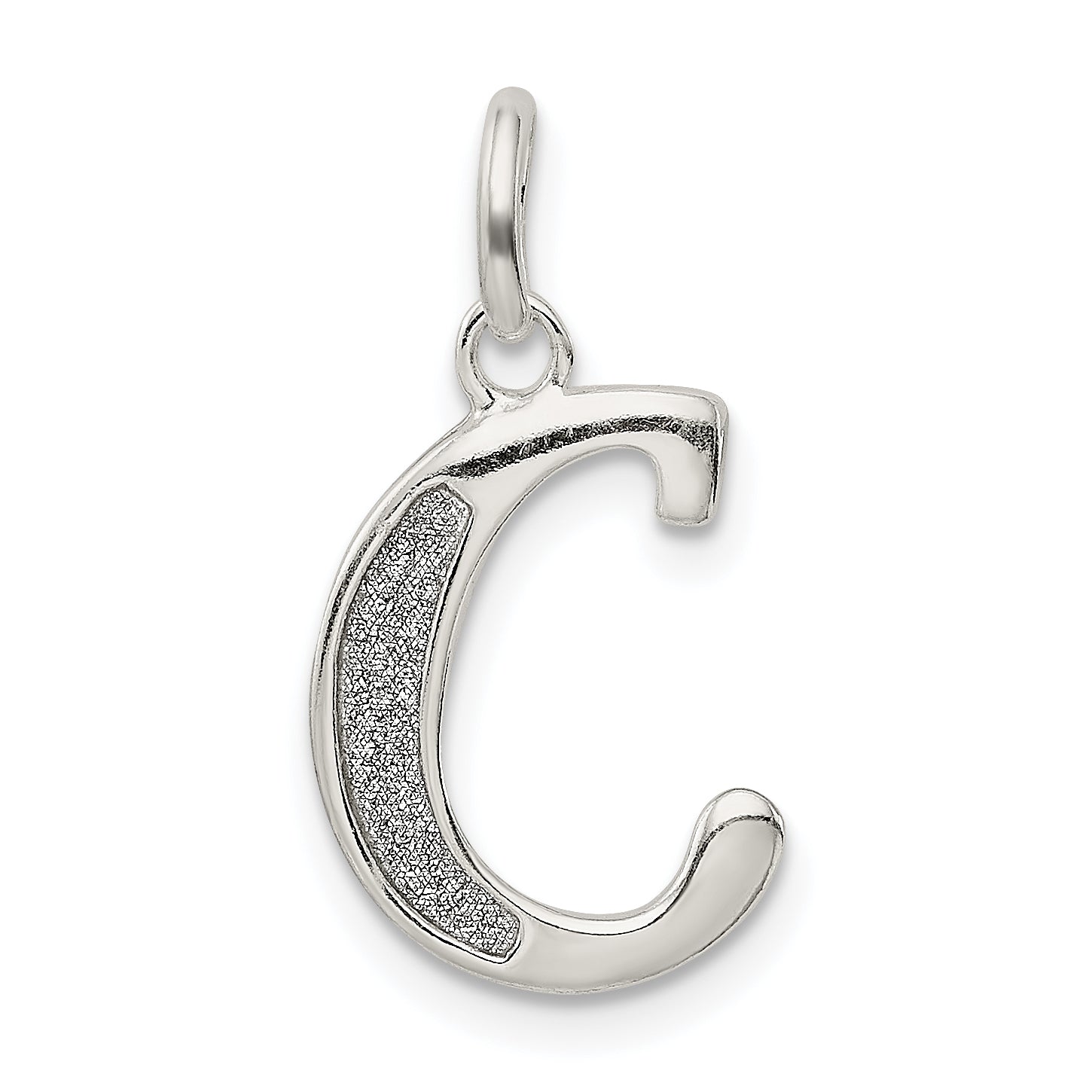 Sterling Silver Polished Glitter Enamel Letter C Iniital Charm Main image
