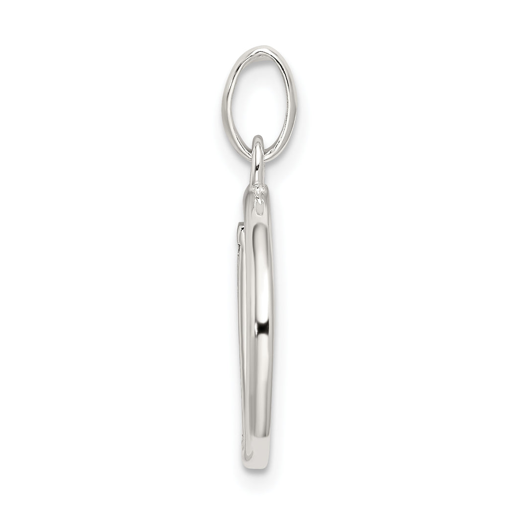 Sterling Silver 925 Polished Letter D Glitter Pendant Enamel Charm
