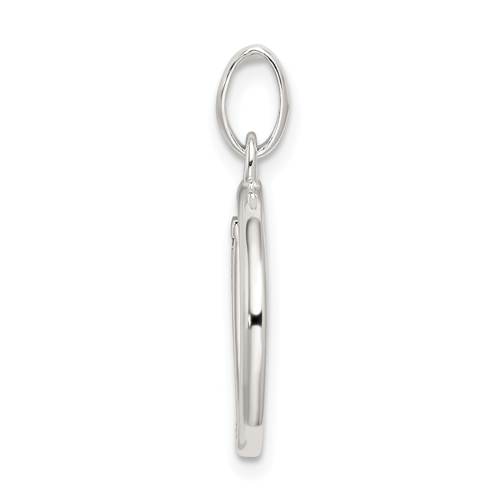 Sterling Silver 925 Polished Letter D Glitter Pendant Enamel Charm