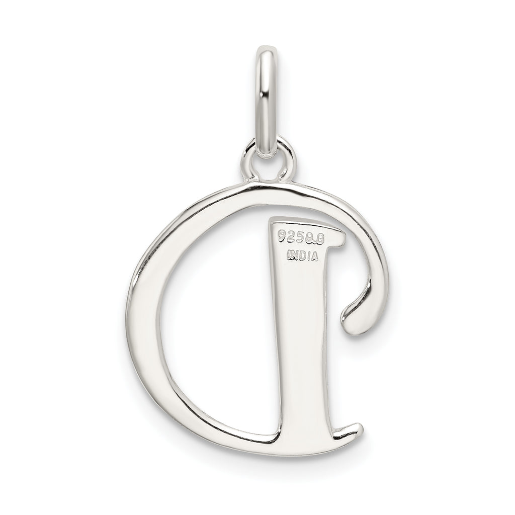 Sterling Silver 925 Polished Letter D Glitter Pendant Enamel Charm