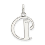 Sterling Silver 925 Polished Letter D Glitter Pendant Enamel Charm