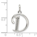 Sterling Silver 925 Polished Letter D Glitter Pendant Enamel Charm