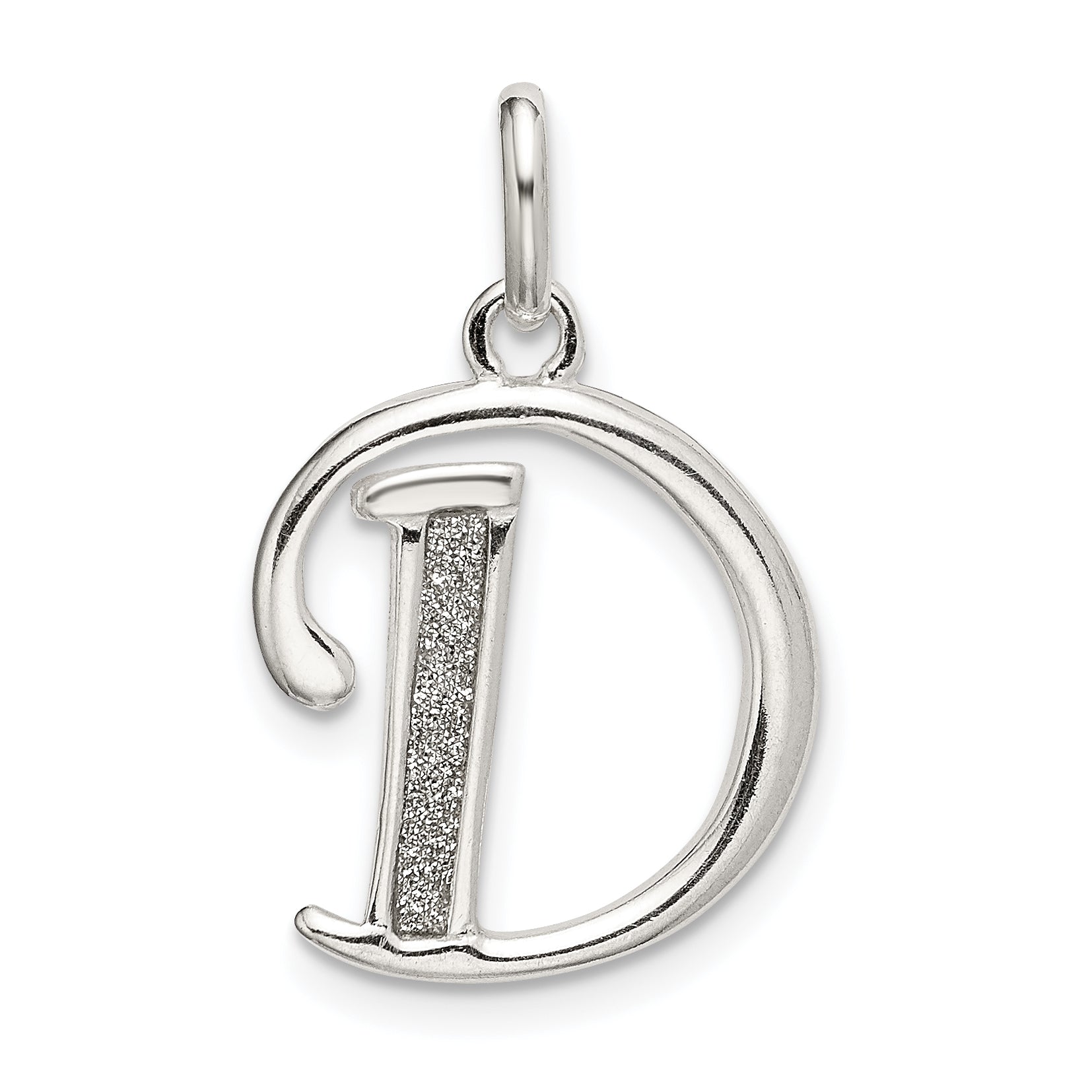 Sterling Silver Polished Glitter Enamel Letter D Initial Charm Main image