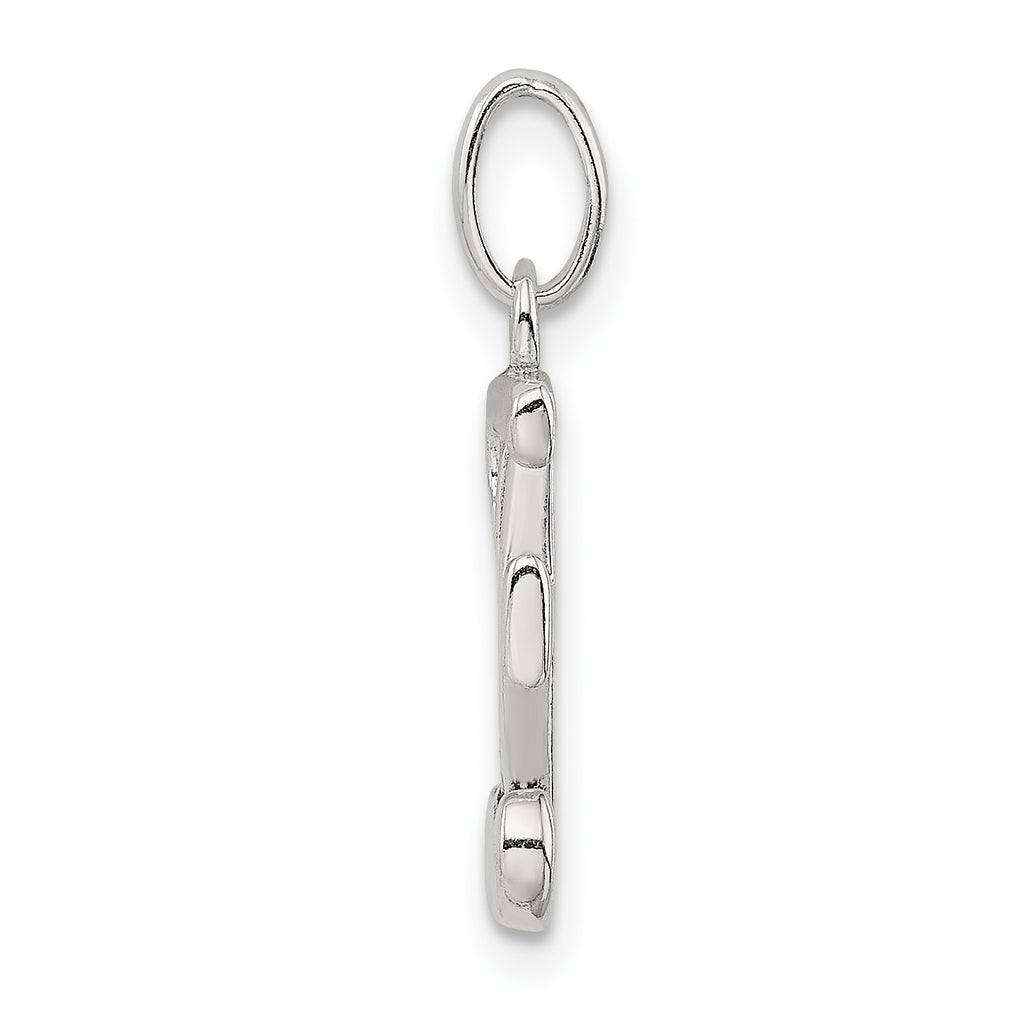 Sophia Jewelers Sterling Silver Glitter Enamel E Pendant Polished Finish
