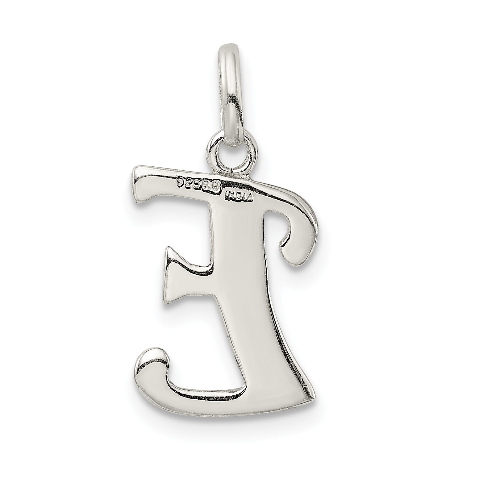 Sophia Jewelers Sterling Silver Glitter Enamel E Pendant Polished Finish