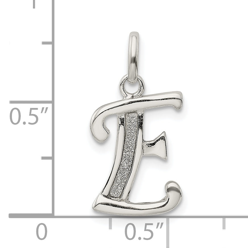 Sophia Jewelers Sterling Silver Glitter Enamel E Pendant Polished Finish