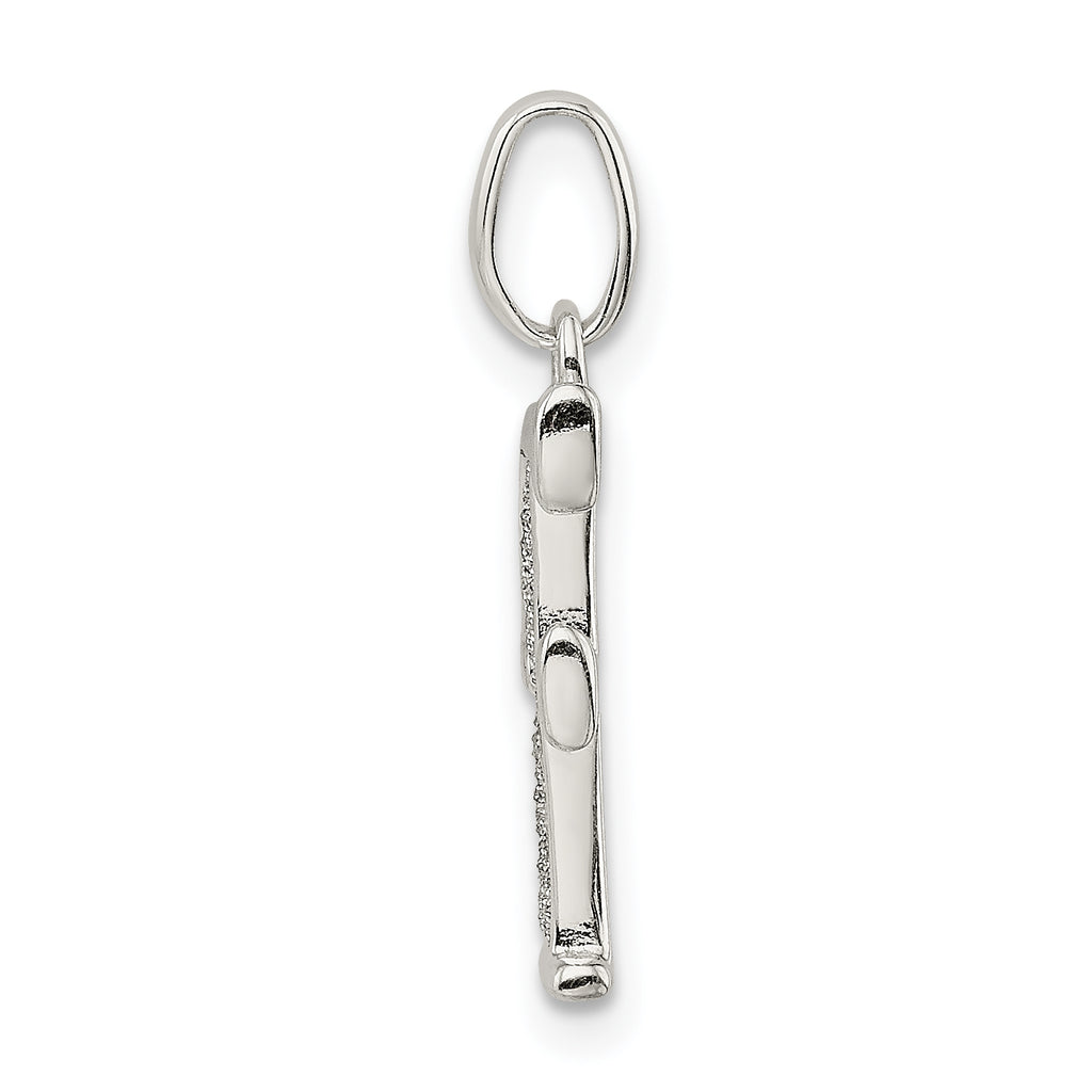 Sterling Silver 925 Glitter Enamel F Pendant Polished, Anti-Tarnish