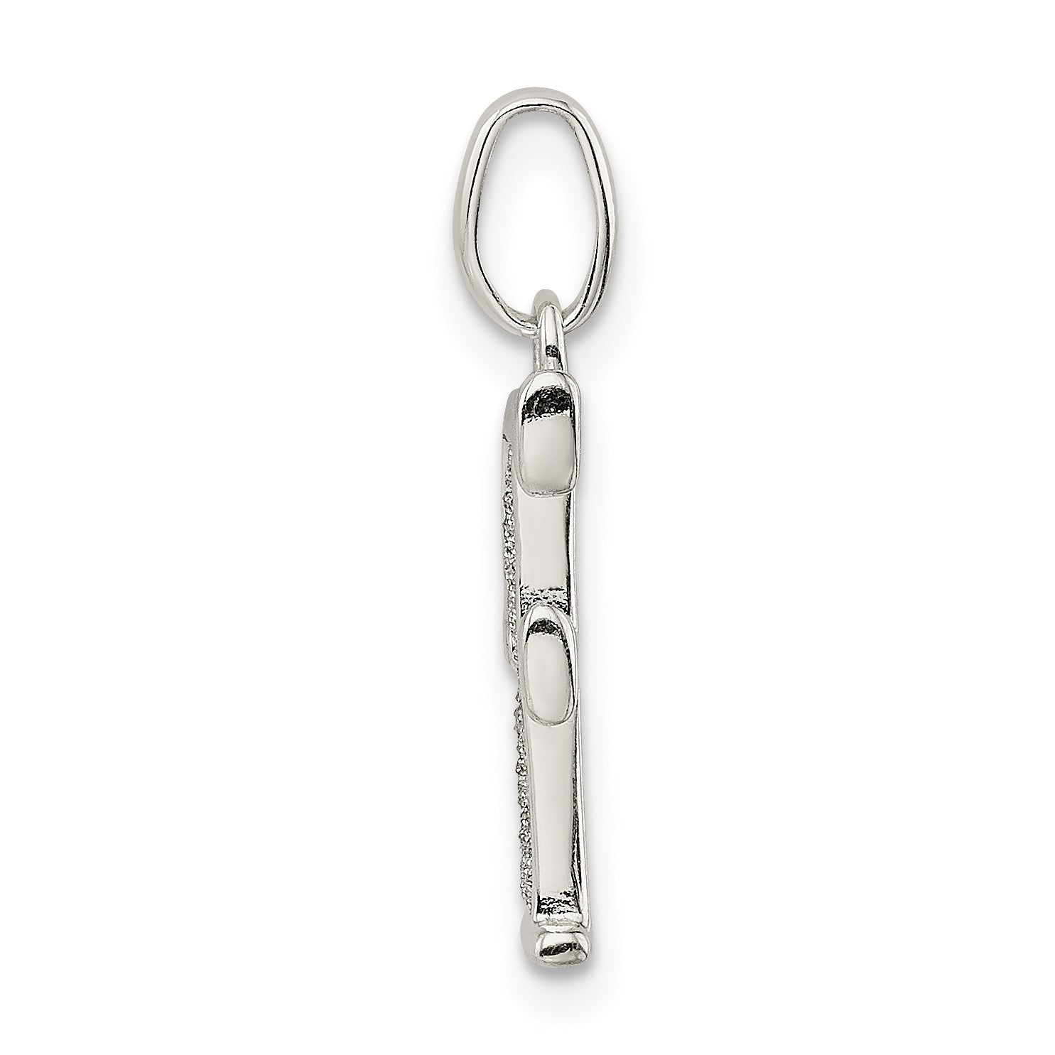 Sterling Silver 925 Glitter Enamel F Pendant Polished, Anti-Tarnish