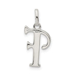 Sterling Silver 925 Glitter Enamel F Pendant Polished, Anti-Tarnish