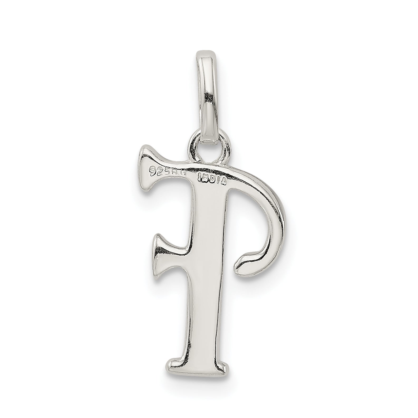 Sterling Silver 925 Glitter Enamel F Pendant Polished, Anti-Tarnish