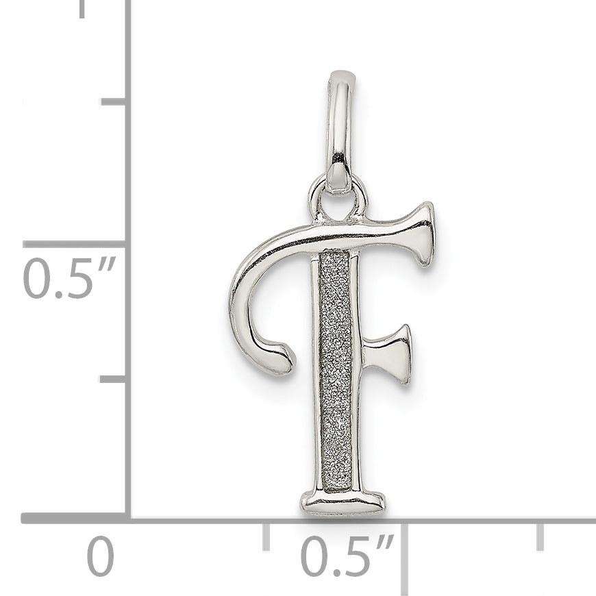 Sterling Silver 925 Glitter Enamel F Pendant Polished, Anti-Tarnish