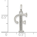Sterling Silver 925 Glitter Enamel F Pendant Polished, Anti-Tarnish