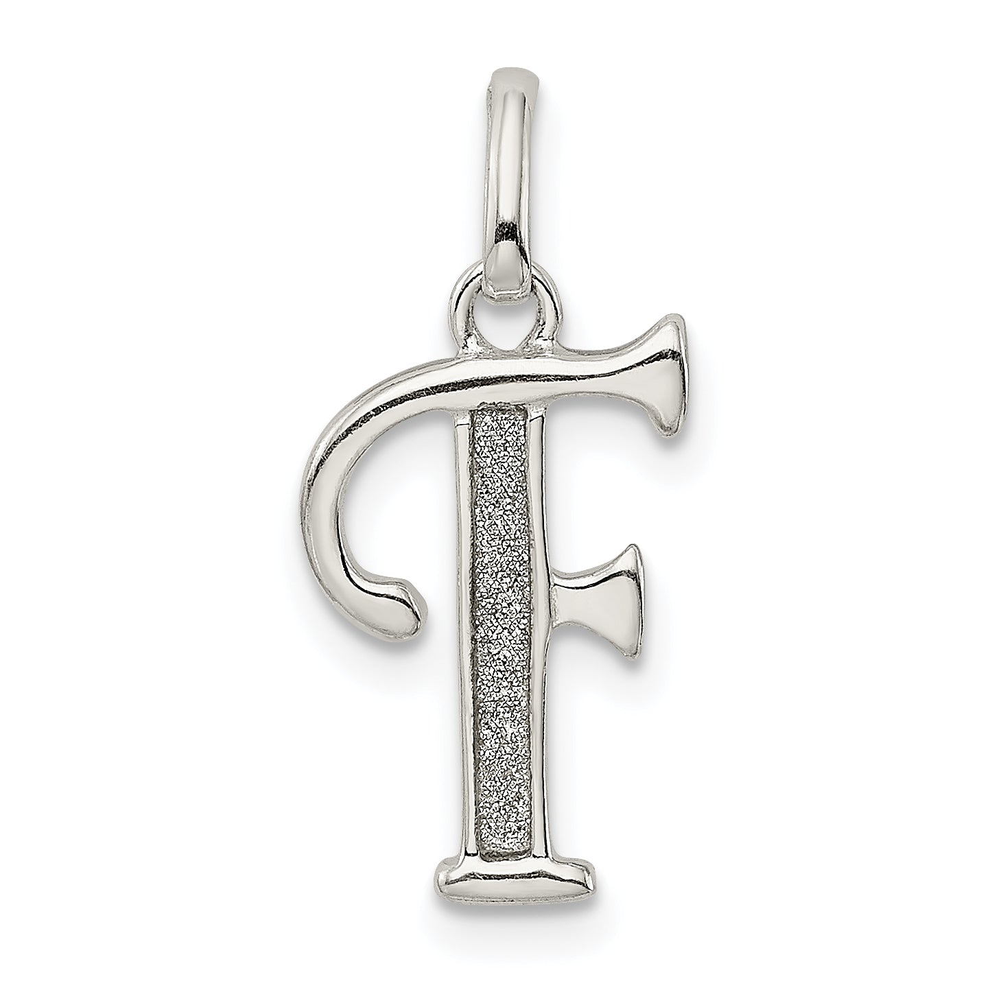 Sterling Silver Polished Glitter Enamel Letter F Initial Charm Main image