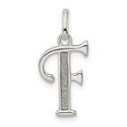 Sterling Silver Polished Glitter Enamel Letter F Initial Charm