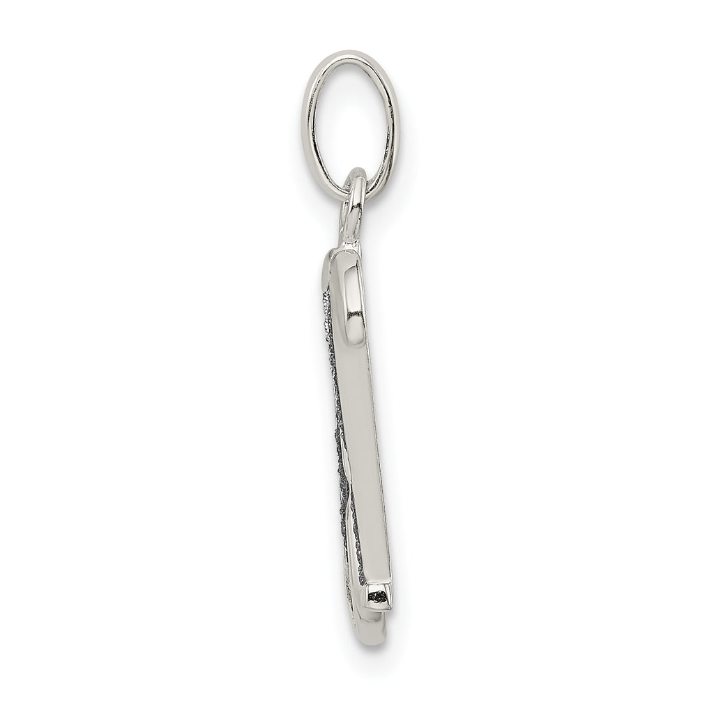Sterling Silver Glitter Enamel Letter H Pendant with Polished Finish