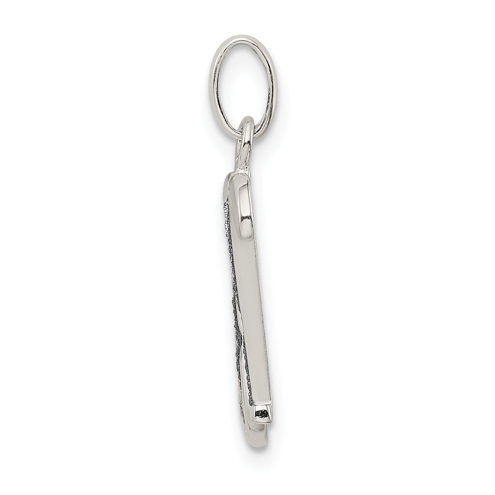 Sterling Silver Glitter Enamel Letter H Pendant with Polished Finish