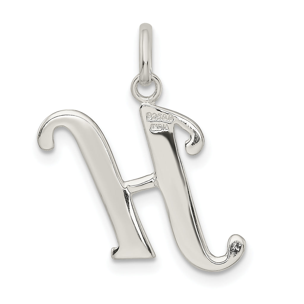 Sterling Silver Glitter Enamel Letter H Pendant with Polished Finish