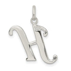 Sterling Silver Glitter Enamel Letter H Pendant with Polished Finish